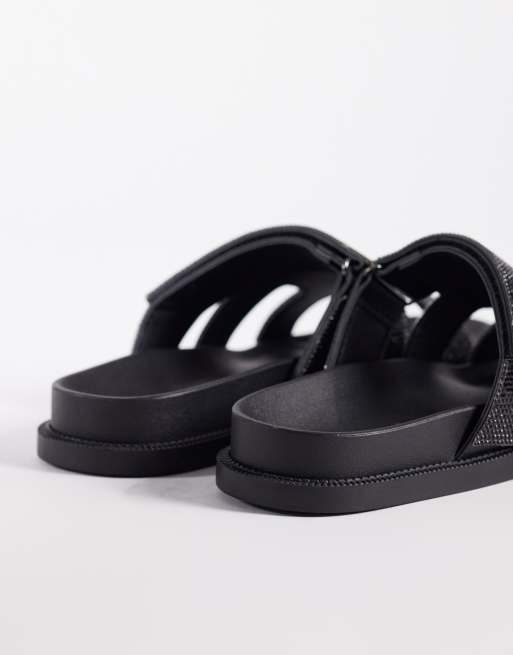 SEQWL Embellished Kidman sandals with straps in black, 4 of 4