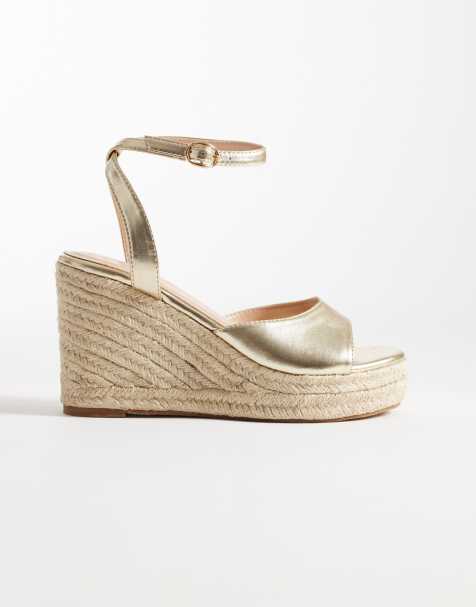 SEQWL - Espadrille - Sleehak met brede pasvorm in goud - view 1
