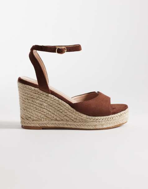 SEQWL espadrille wedge sandals in brown - view 1