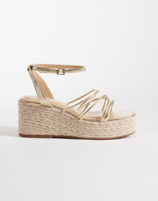 SEQWL - Espadrilles color oro con fascette sottili