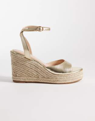 SEQWL - Espadrilles in Gold mit Keilabsatz-Goldfarben