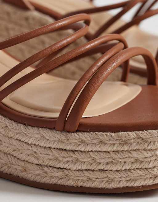 SEQWL - Espadrilles met sleehak en bandjes in lichtbruin, 3 van 4