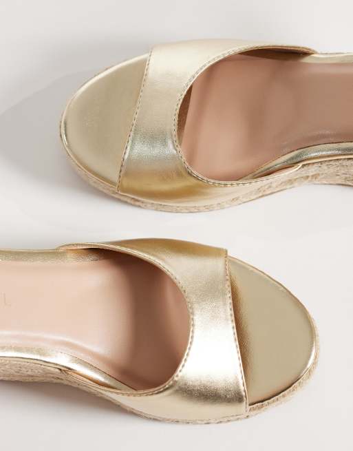 SEQWL - Espadrilles met sleehak in goud, 2 van 4