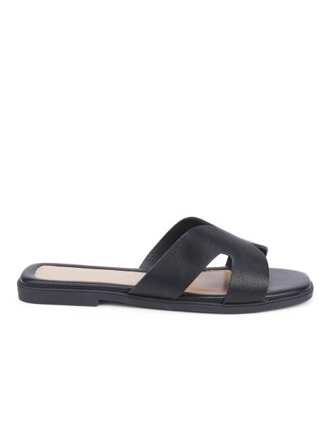 SEQWL Everyday slip on slide sandals in black - view 1