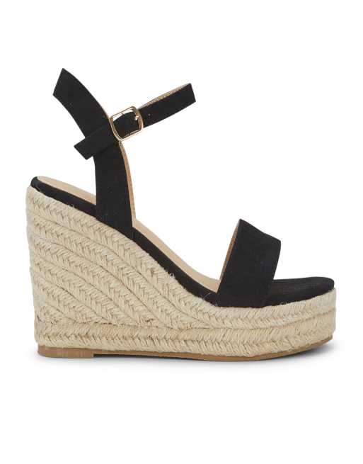 SEQWL Everyday wedge sandals with buckle closure in black