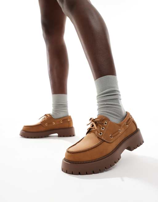 SEQWL - Exton - Chaussures bateau à semelle plateforme épaisse - Moutarde, 3 de 4