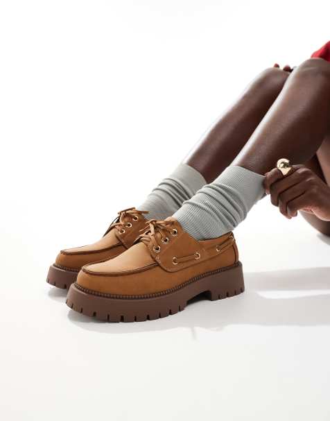 SEQWL Exton chunky platform boat shoes in mustard - view 1