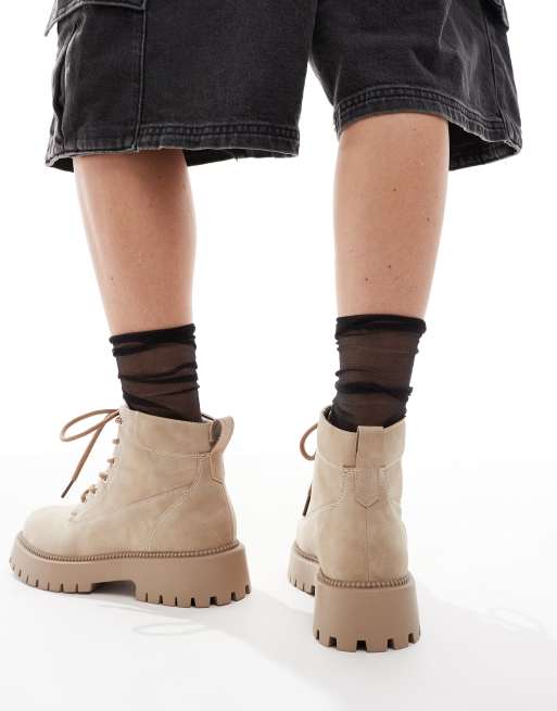 SEQWL Exton lace up boots in faux nubuck taupe, 3 of 4