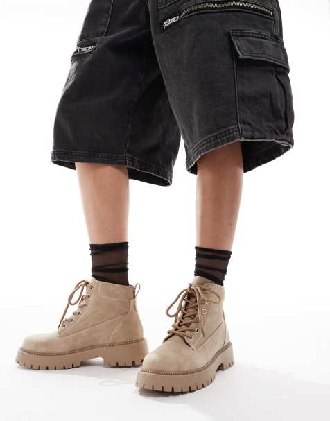 SEQWL Exton lace up boots in nubuck taupe - view 1