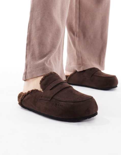 SEQWL Faux fur lined mules in chocolate - view 1