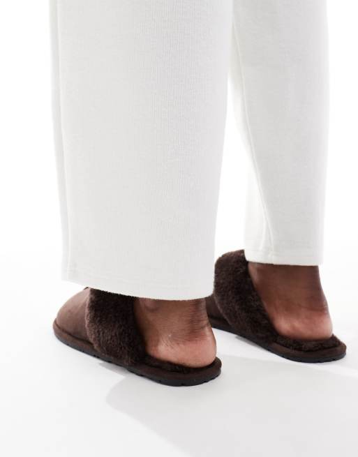 SEQWL faux fur mule slippers in brown, 2 of 4