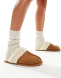 [SEQWL] SEQWL faux fur mule slippers in sand-Neutral S Sand
