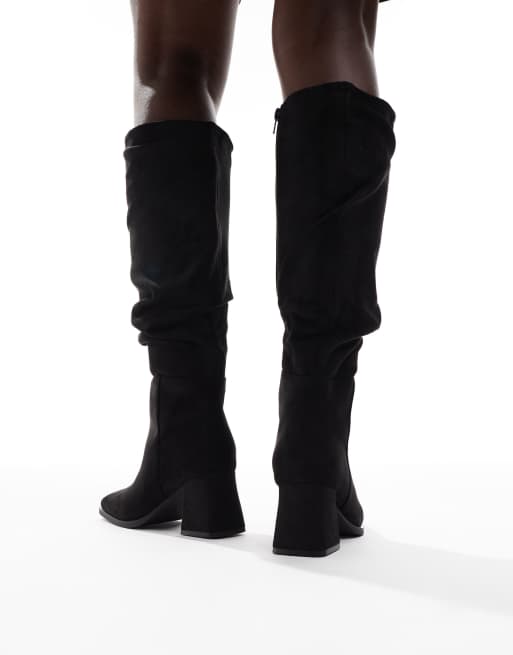 SEQWL - Fished - Bottes souples hauteur genou à talon carré - Noir, 4 de 4