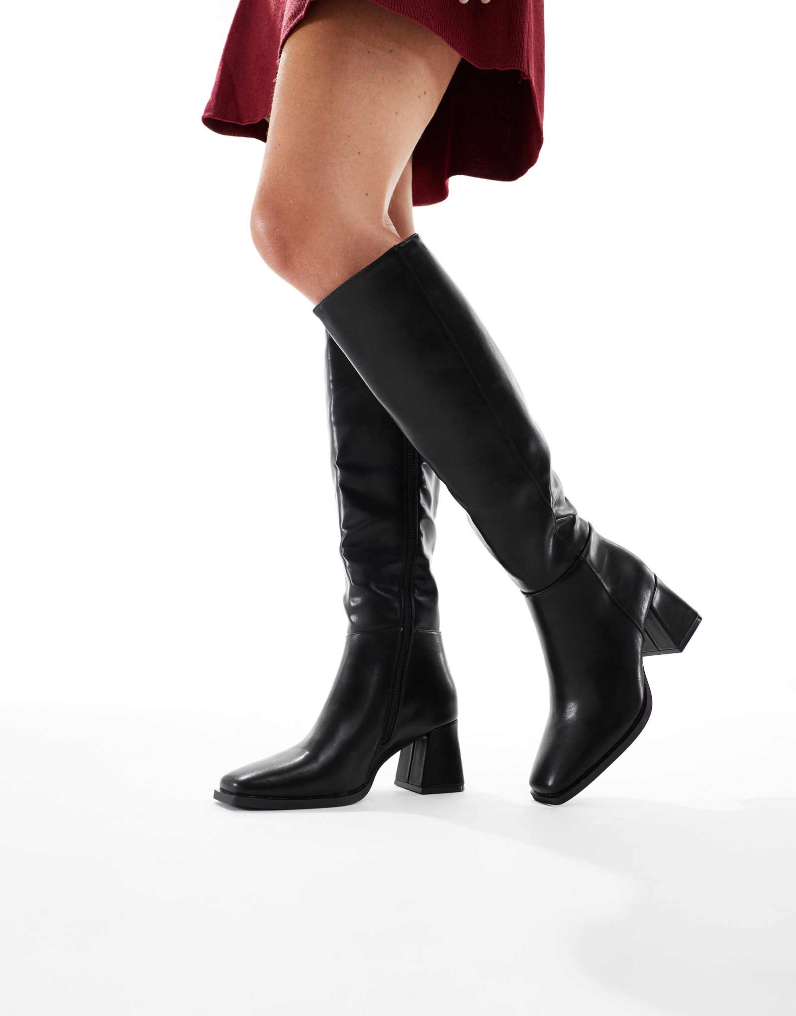 Черные сапоги до колена SEQWL Fisher на блочном каблуке