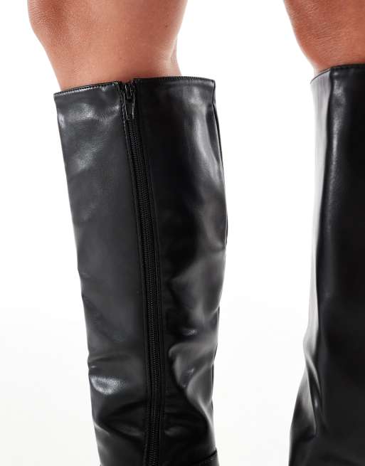 SEQWL Fisher block heel knee boots in black