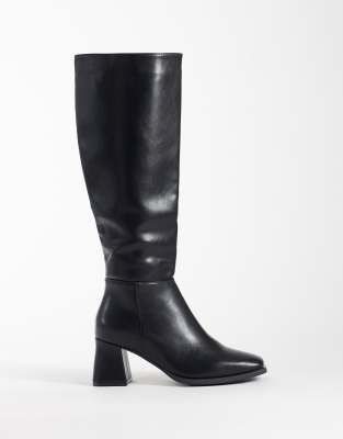 Seqwl Fisher Block Heel Knee Boots In Black