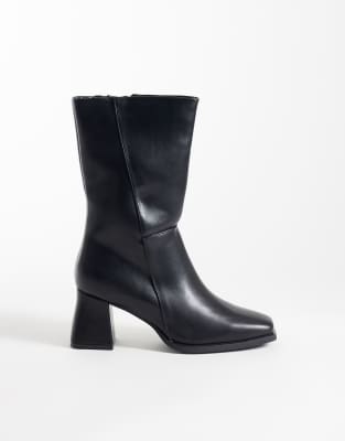 Seqwl Fisher Block Heeled Mid Ankle Boots In Black