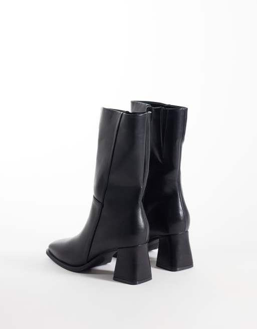 SEQWL Fisher block heeled mid ankle boots in black, 3 of 4