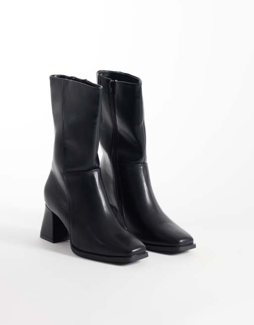 SEQWL Fisher block heeled mid ankle boots in black, 4 of 4