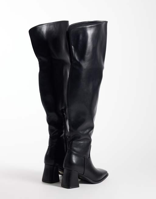 SEQWL Fisher block heeled over the knee boots in black , 2 of 4