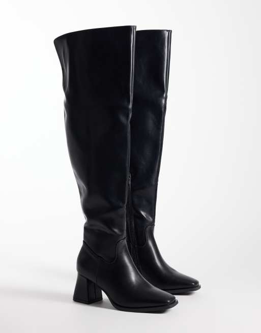 SEQWL Fisher block heeled over the knee boots in black , 4 of 4