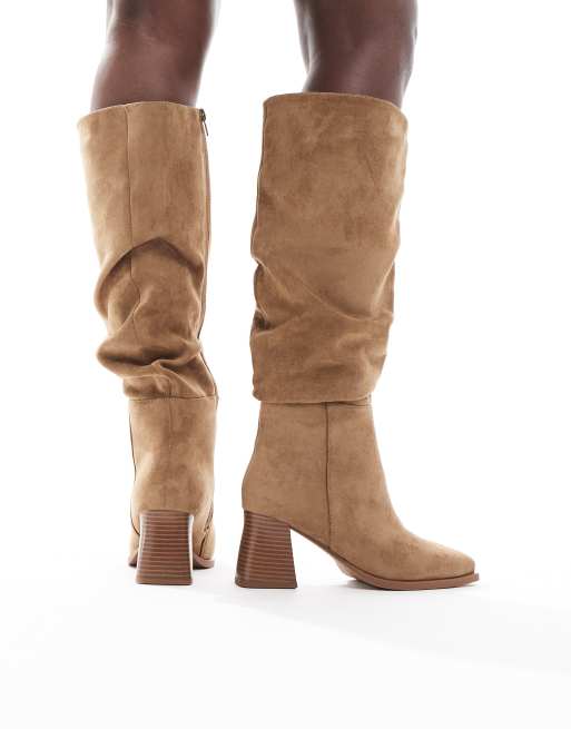 SEQWL - Fisher - Bottes souples hauteur genou à talon carré - Taupe, 4 de 4