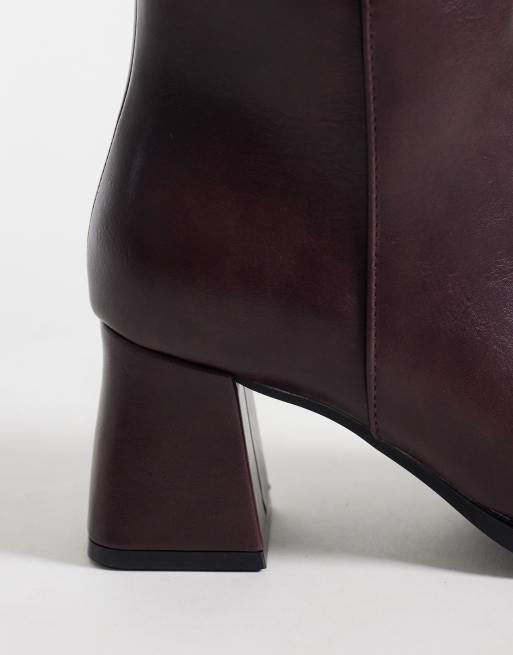 SEQWL Fisher Mid-Ankle-Boots mit Blockabsatz in Burgunderrot, 2 von 4