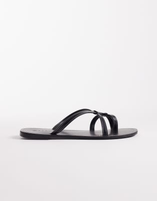 SEQWL - Flache Riemchensandalen in Schwarz