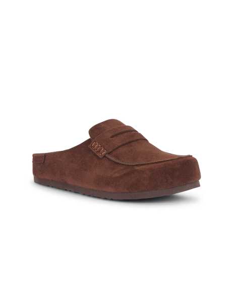 SEQWL Flat backless loafer clogs slip on mule shoes in chocolate - view 1