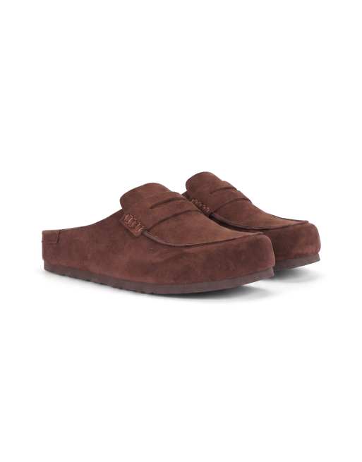 SEQWL Flat backless loafer clogs slip on mule shoes in chocolate, 5 of 5