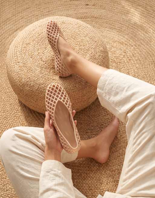 SEQWL Flat ballerinas jelly shoes low ankle with cut-out detail in beige, 2 of 5