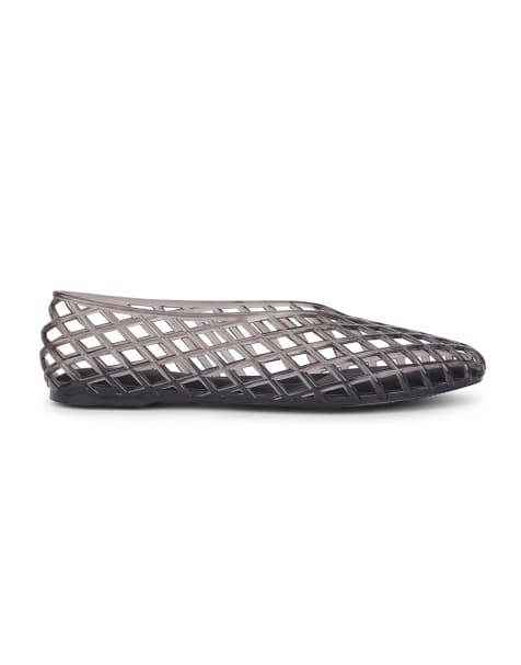 SEQWL Flat ballerinas jelly shoes low ankle with cut-out detail in grey - view 1