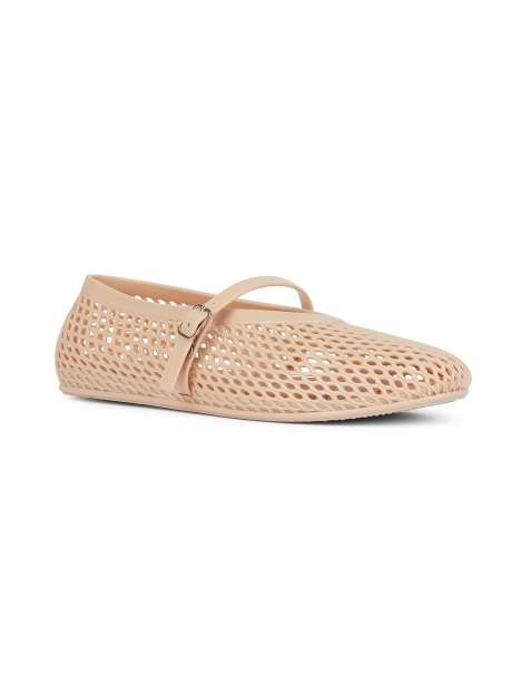 SEQWL Flat ballerinas jelly shoes with adjustable buckle strap in beige - view 1