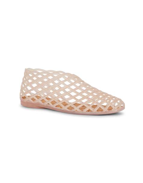 SEQWL Flat ballerinas jelly shoes with mesh cut-out detail in beige - view 1