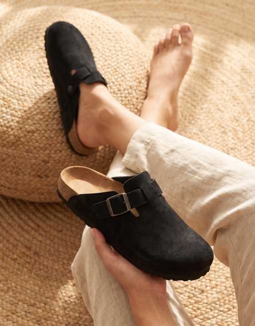 SEQWL flat heel slip-on clog mule sandals in black, 2 of 5