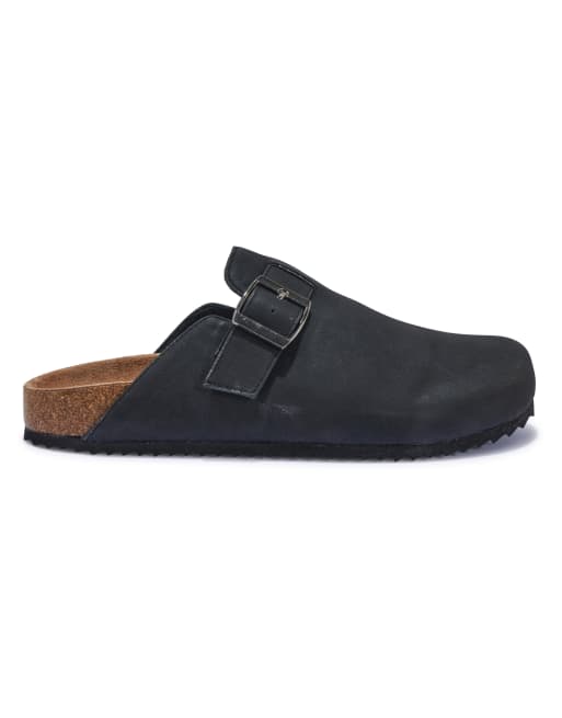 SEQWL flat heel slip-on clog mule sandals in black, 3 of 5