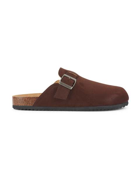 SEQWL Flat heel slip-on clog mule sandals in chocolate - view 1