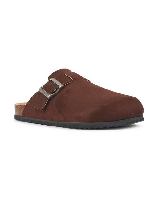 SEQWL Flat heel slip-on clog mule sandals in chocolate, 3 of 5