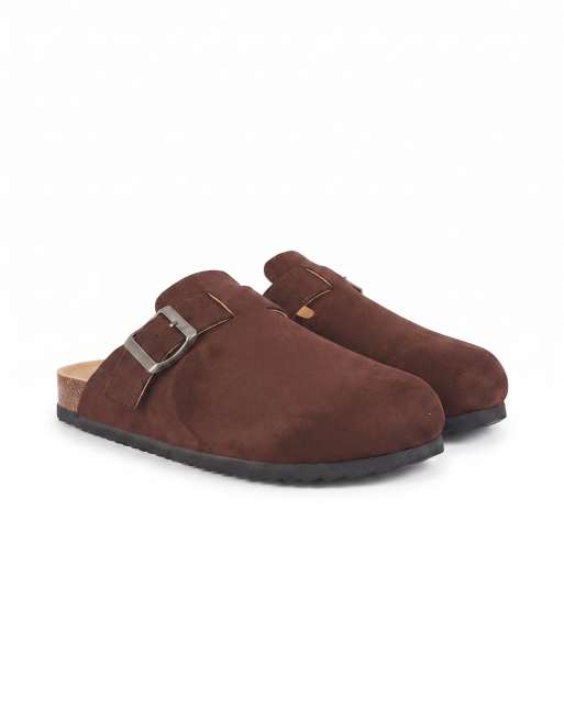 SEQWL Flat heel slip-on clog mule sandals in chocolate, 5 of 5