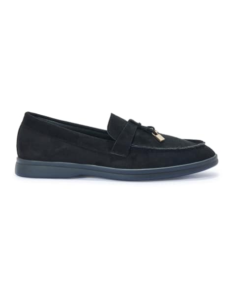 SEQWL flat heel slip-on loafers in black - view 1