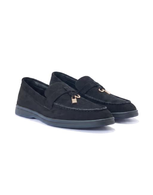 SEQWL flat heel slip-on loafers in black, 5 of 5