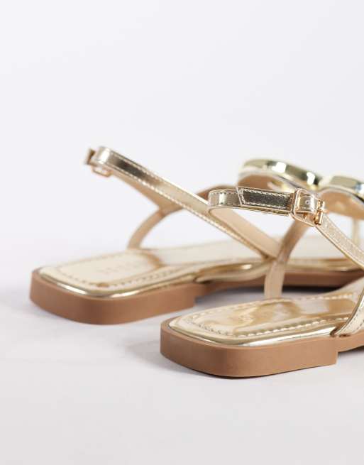 SEQWL  flat sandals with silver embellishment in gold, 4 of 4