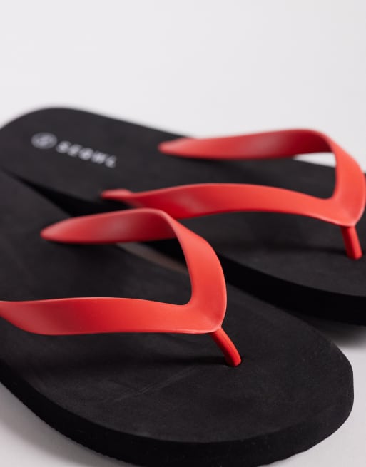 SEQWL flip flops in black/red, 2 of 4