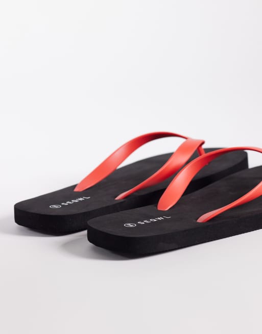 SEQWL flip flops in black/red, 4 of 4