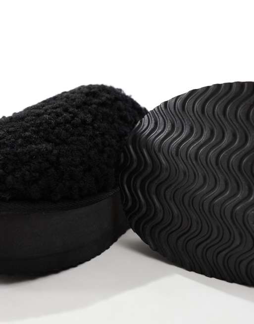 SEQWL fluffy teddy flatform mules in black , 4 of 4