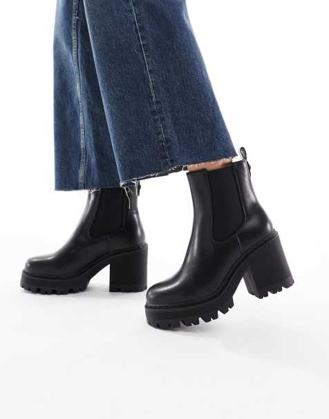 SEQWL Fuzzy chunky chelsea boots in black - view 1