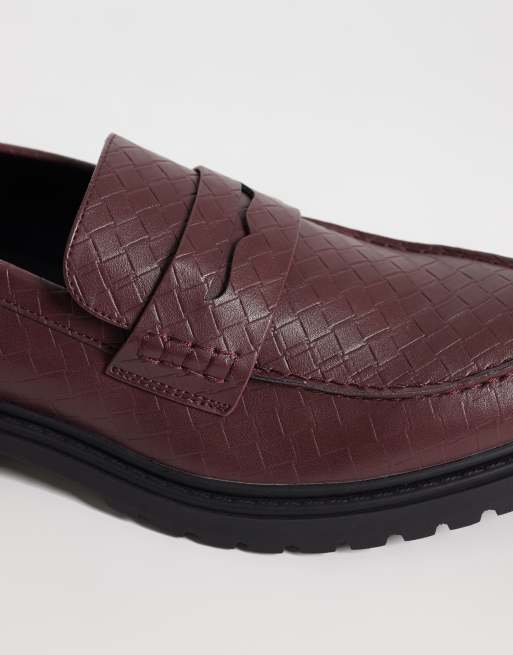 SEQWL gewebter Chunky-Loafer in Burgunderrot, 3 von 4
