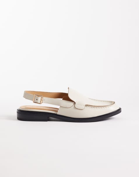 SEQWL – Gräddvita loafers i PU med hälrem - view 1