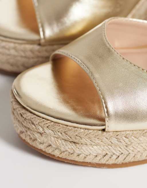 SEQWL – Guldfärgade espadrillos med kilklackar, 4 av 4