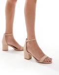 [SEQWL] SEQWL Hallie block heeled sandals in beige-Neutral 36 Beige pu